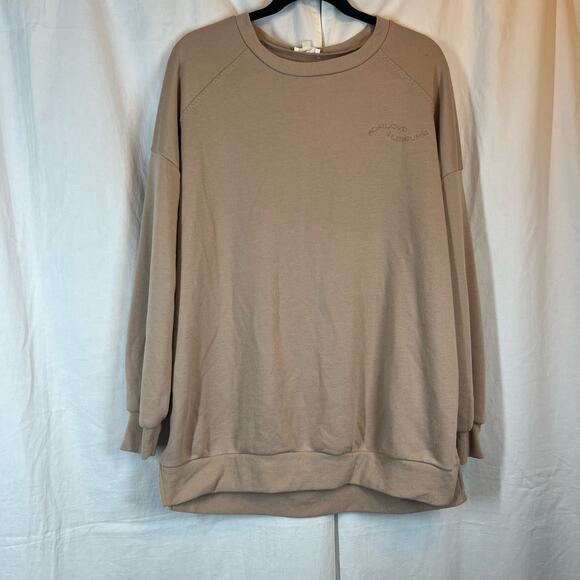 For love and lemons Oversized Crewneck Leisure Pullover Sweatshirt Tan - Picture 1 of 7